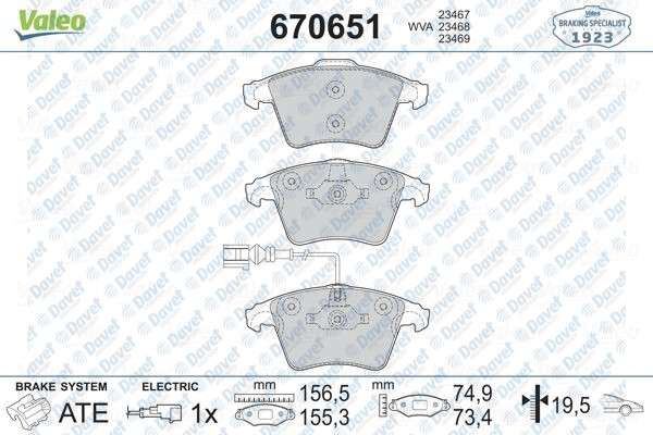 VALEO 670651 On Fren Balatasi  Volkswagen Transporter T5/T6 94> 16 Jant/Caravelle 03>